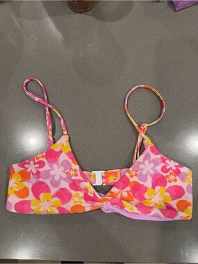 Blackbough Swim Floral Pink Orange Yellow Bikini Top